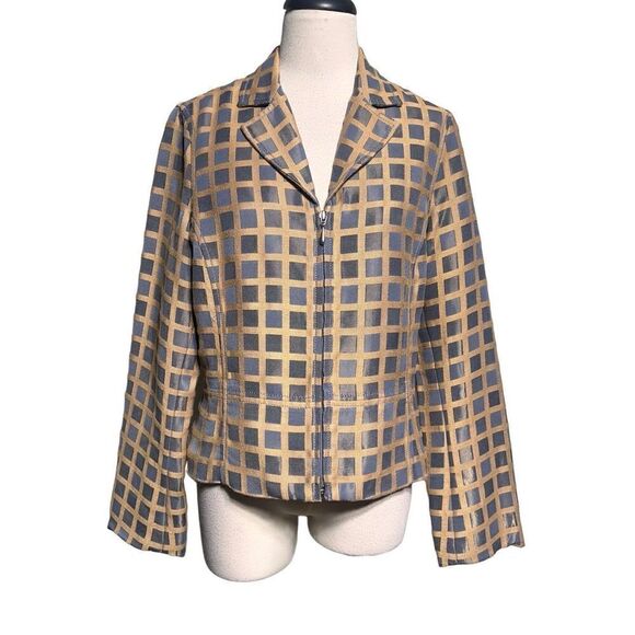 Beliza Shimmery Plaid Long Sleeve Blazer Jacket Size 8 - Picture 1 of 6